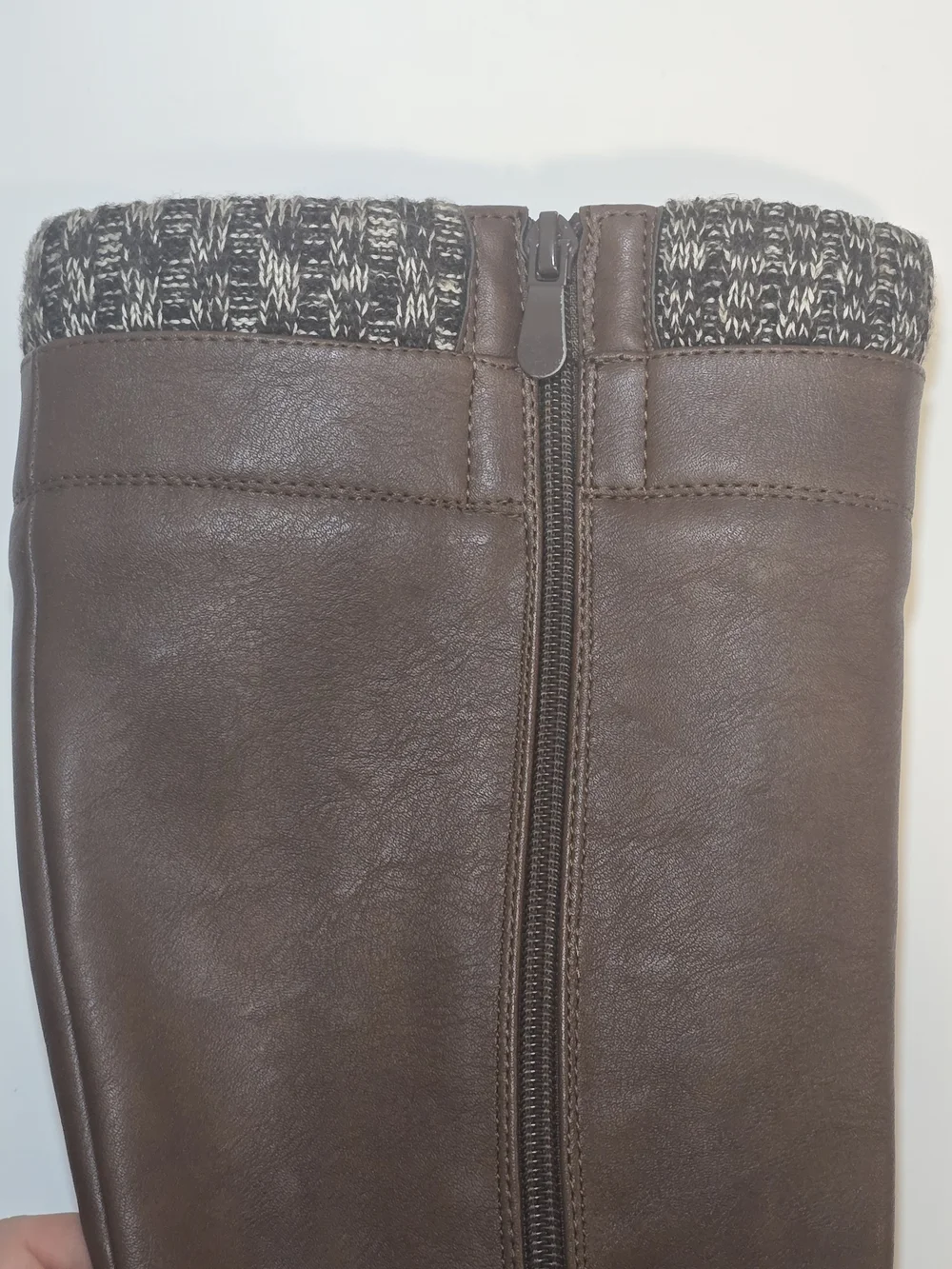 Women's Tall Brown Knit-Cuff Riding Boots